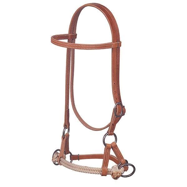 WEAVER HARNESS LEATHER SIDE PULL, DOUBLE ROPE
