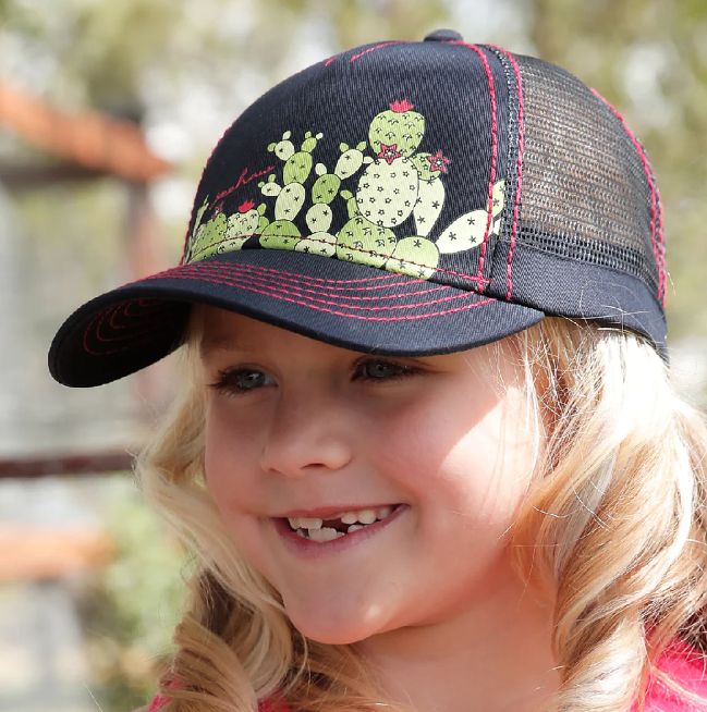 CRUEL GIRLS &quot;YEEHAW&quot; CACTUS NAVY TRUCKER CAP