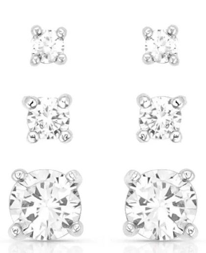 MONTANA SILVERSMITHS SHINE BRIGHT TRIPLE CRYSTAL POST EARRING SET