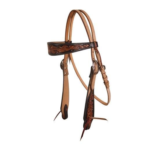 PROFESSIONAL CHOICE BLACK FLORAL ROUGHOUT BROWBAND HEADSTALL