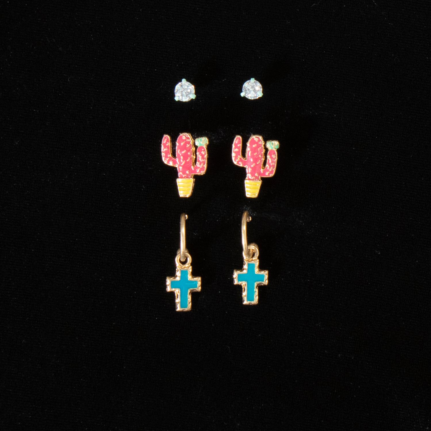 CACTUS CROSS EARRING SET