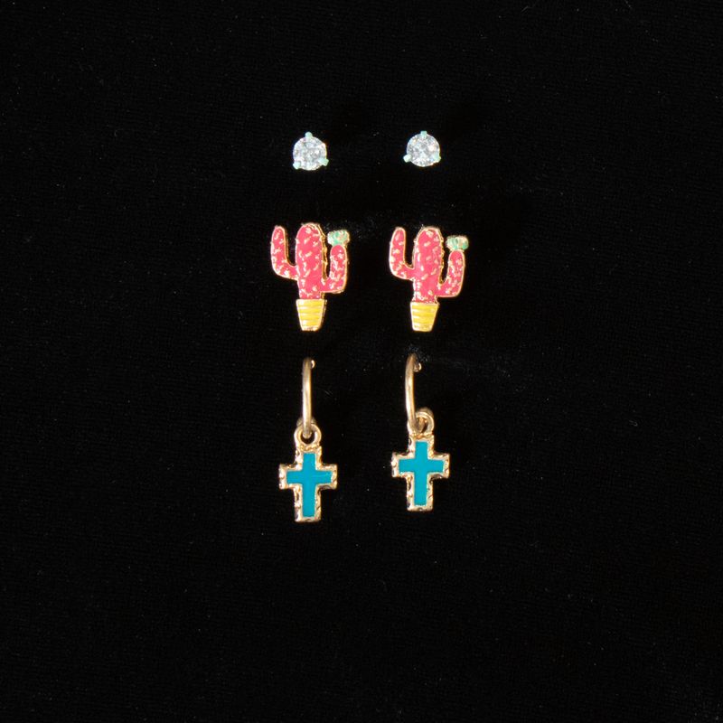 CACTUS CROSS EARRING SET