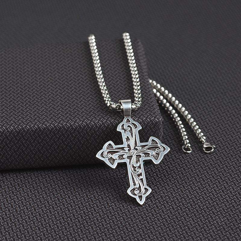 GUNMETAL CROSS NECKLACE