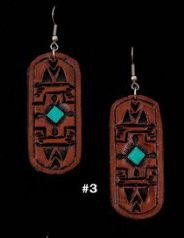LEATHER OVAL SOUTHWEST EARRINGS