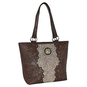 JUSTIN LADIES TOTE LACE PANEL W/ GLITTER INLAY