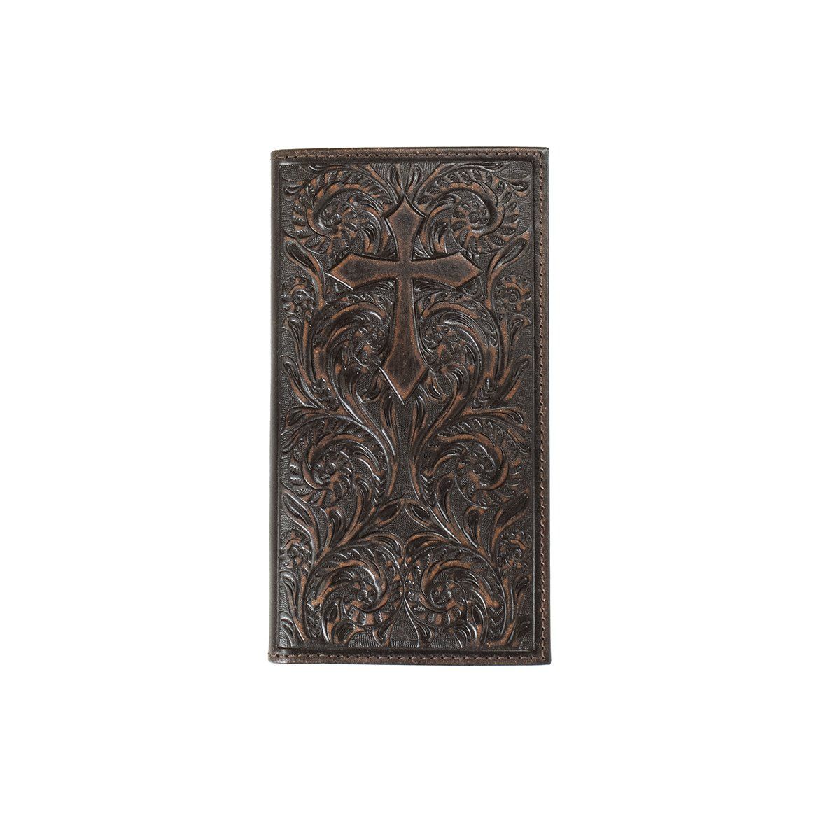 NOCONA RODEO WALLET SCROLL CROSS MEDIUM BROWN