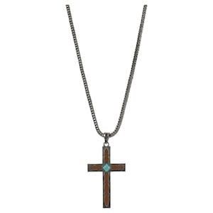 JUSTIN NECKLACE REVERSIBLE CROSS ON 24&quot; FOXTAIL CHAIN