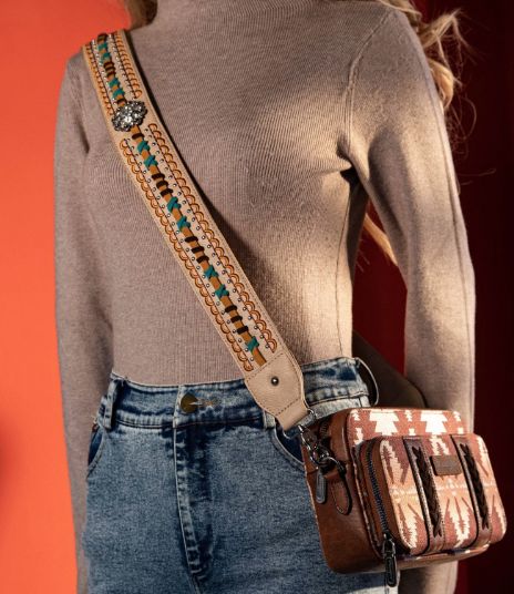MONTANA WEST WESTERN GUITAR MULTI COLOR STITCH CROSSBODY STRAP