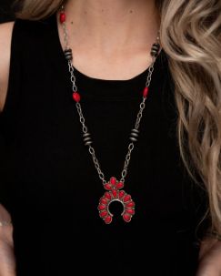 WEST &amp; CO. LINK CHAIN NECKLACE WITH RED NAJA PENDANT