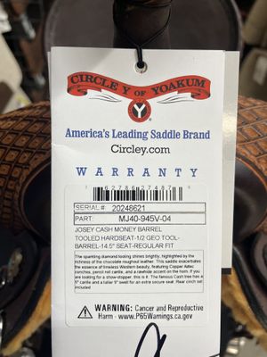 15" Circle Y Josey Cash Money Barrel Saddle - Wide Fit