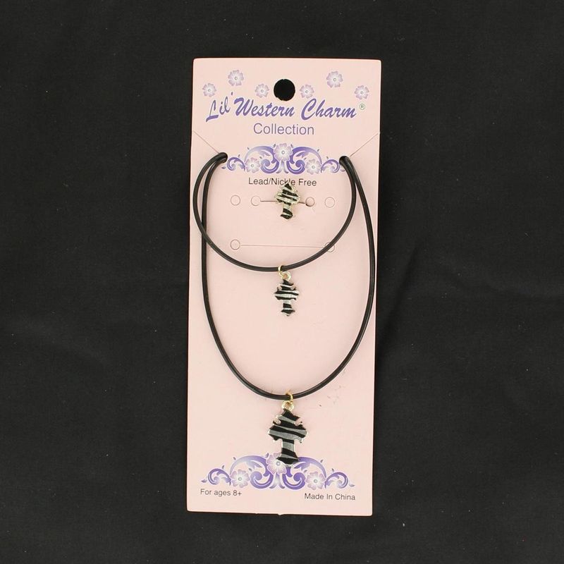 LIL WESTERN CHARM GIRL&#39;S ZEBRA CROSS JEWELRY SET