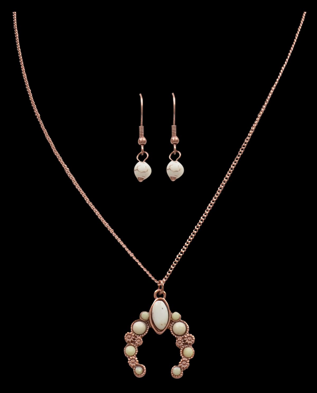 COPPER &amp; IVORY SQUASH BLOSSOM SET