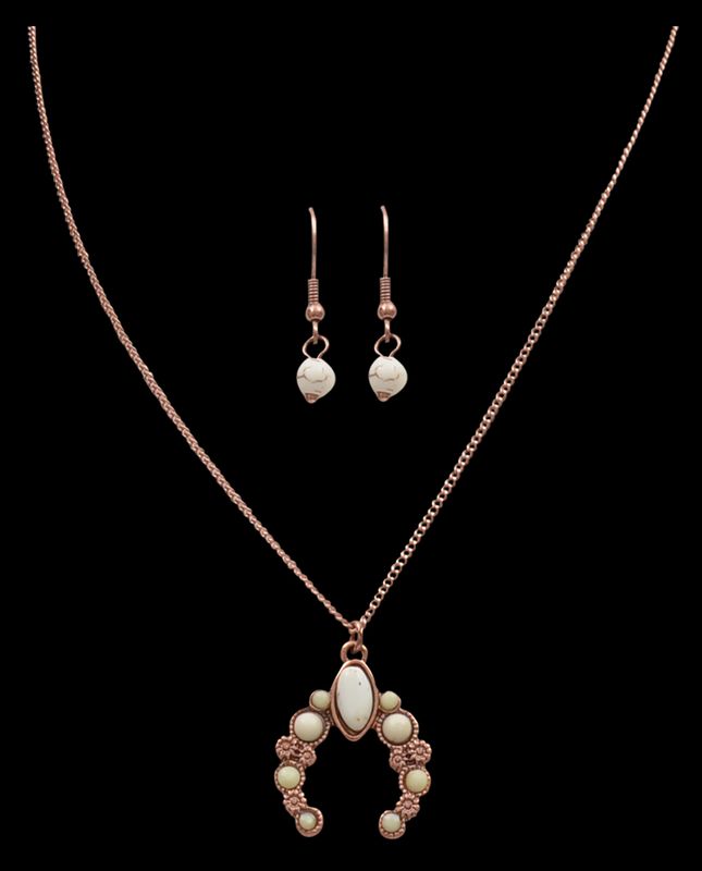 COPPER &amp; IVORY SQUASH BLOSSOM SET