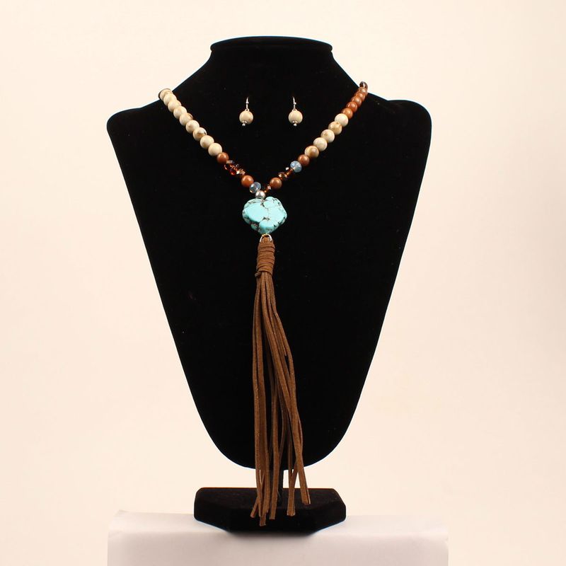 BLAZIN ROXX FRINGED NECKLACE &amp; EARRING SET