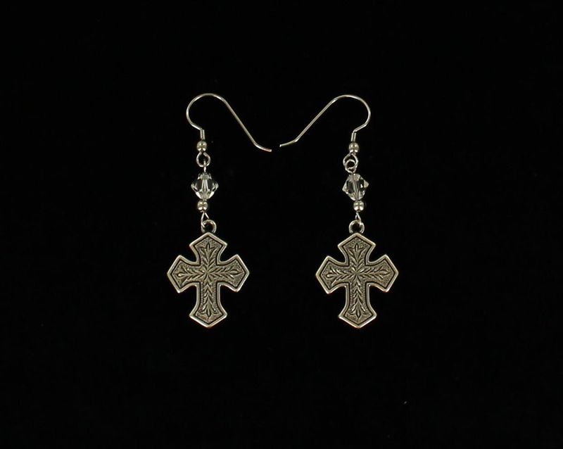 ENGRAVED CROSS EARRINGS