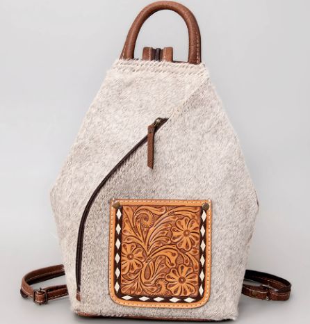 AMERICAN DARLING HAND TOOLED HAIR ON BACKPACK