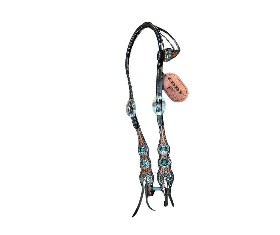 CODY PRO PONY 1 EAR BASKET STAMP W/ TURQUOISE CONCHO
