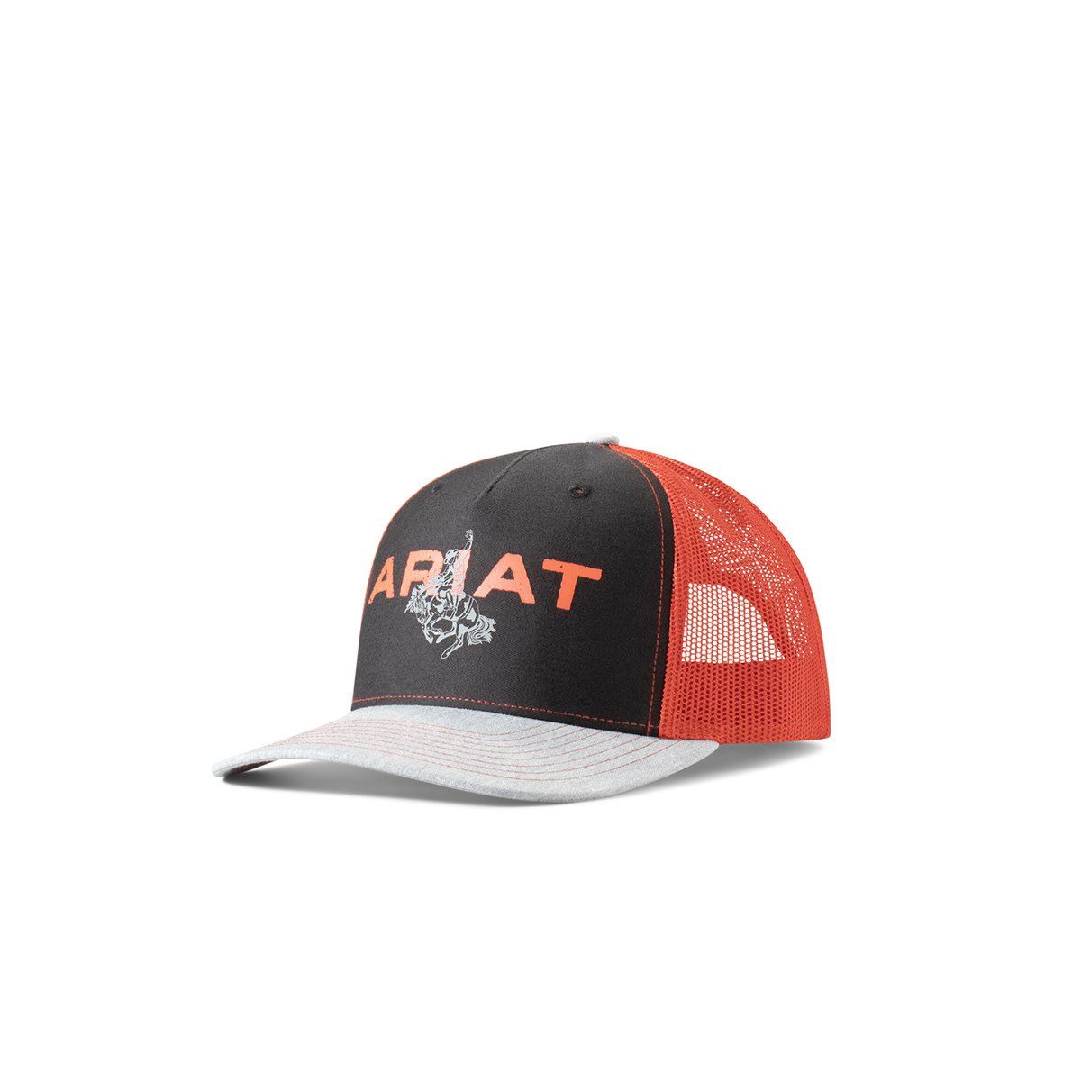 ARIAT BLACK &amp; RED BUCKING BRONC LOGO CAP