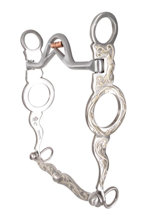 LES VOGT HEADSETTER SHANK COWHORSE BIT WITH PORT ROLLER
