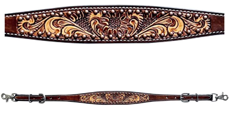 BAR H EQUINE FLORAL HAND CARVED WITHER STRAP