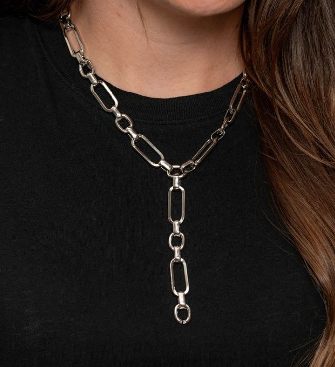 WEST &amp; CO. SILVER CHUNKY CHAIN Y NECKLACE