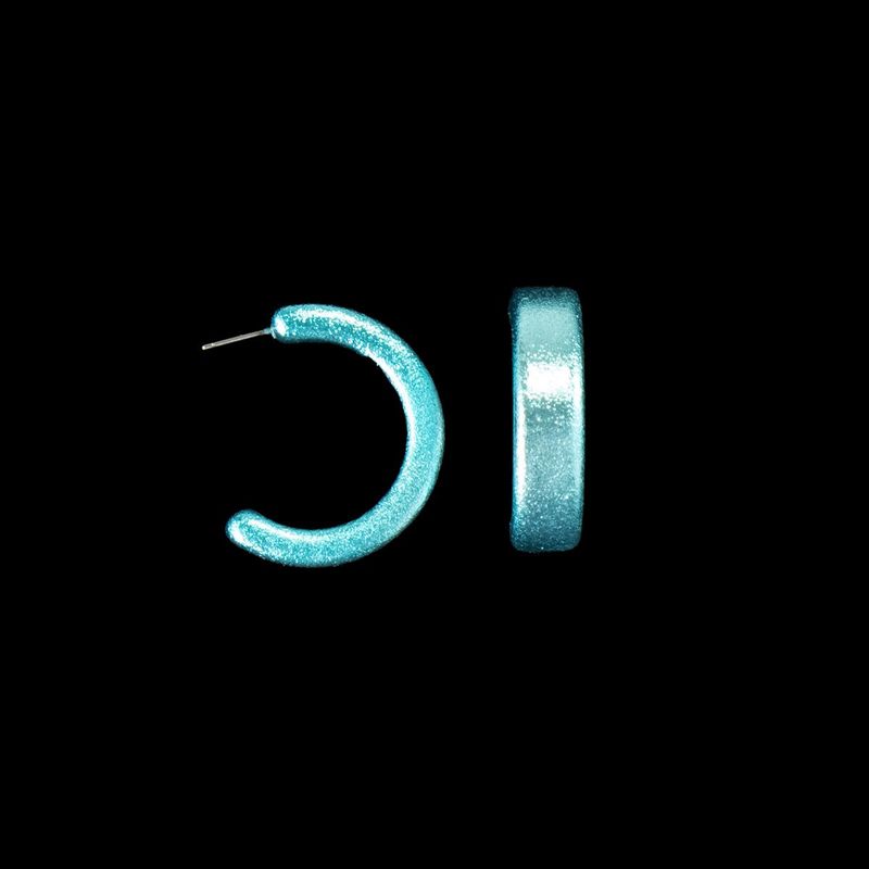 TURQUOISE METALLIC HOOP EARRINGS