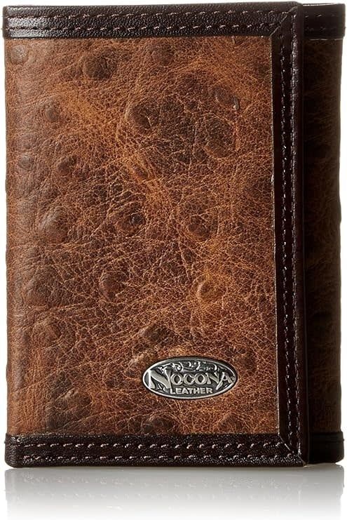 NOCONA MEN&#39;S TRIFOLD BROWN OSTRICH WALLET