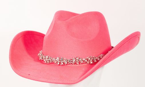 MMT9106PK RHINSTONE CHAIN STRAP PINK COWBOY HAT