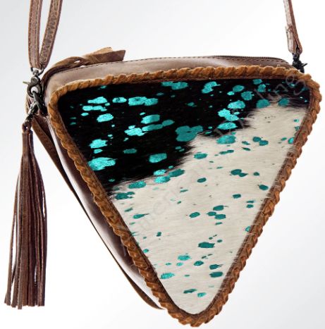 AMERICAN DARLING CROSS BODY HAIR ON TURQUOISE PURSE