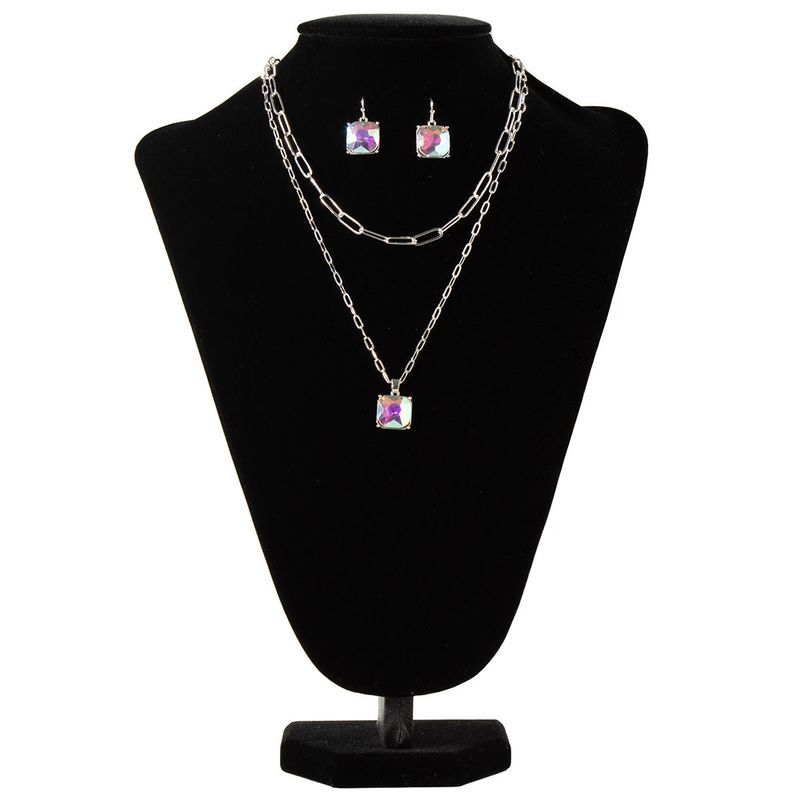 BLAZIN&#39; ROXX GLASS PENDANT NECKLACE &amp; EARRING SET
