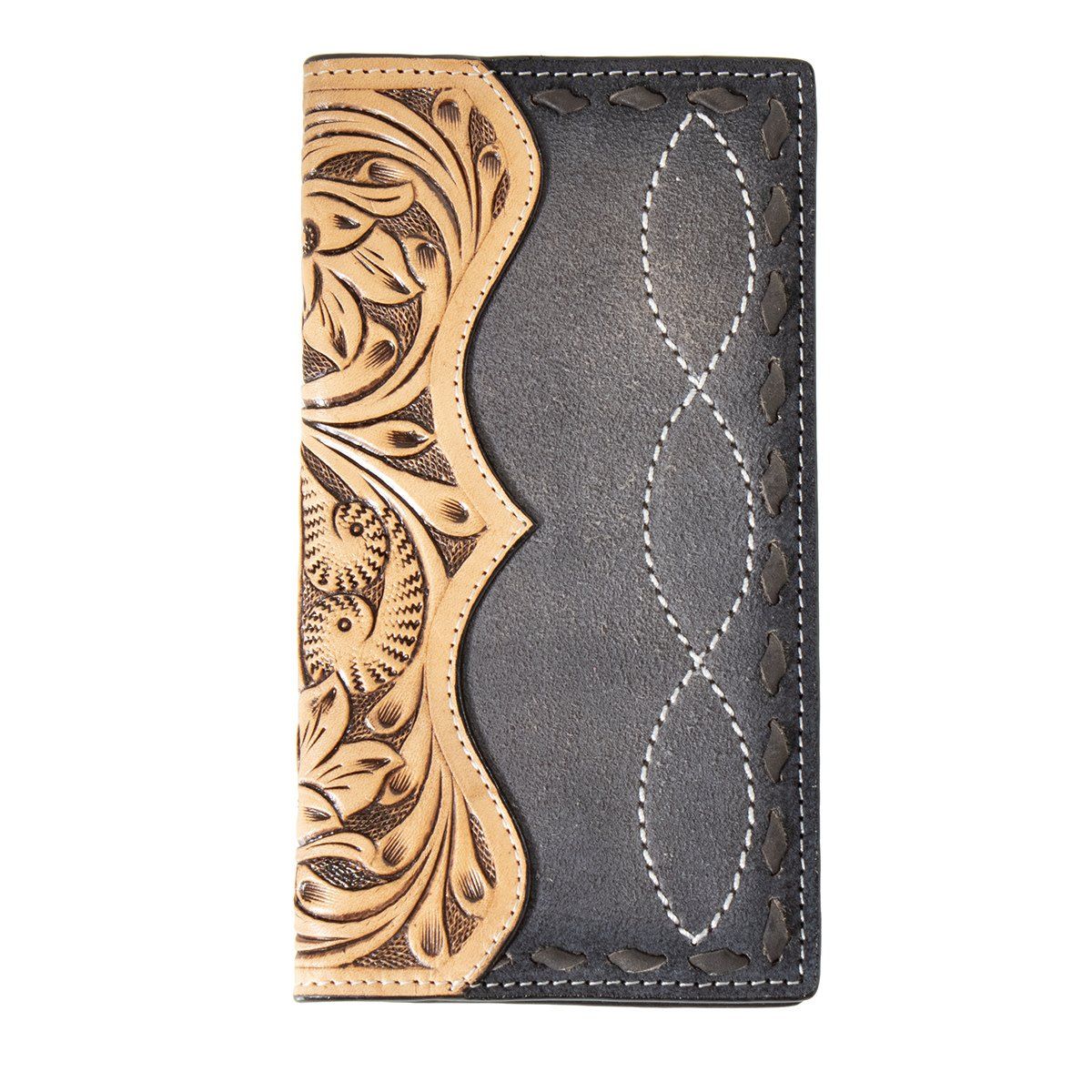 3D RODEO WALLET ROUGHOUT LEATHER BUCK LACED FLORAL