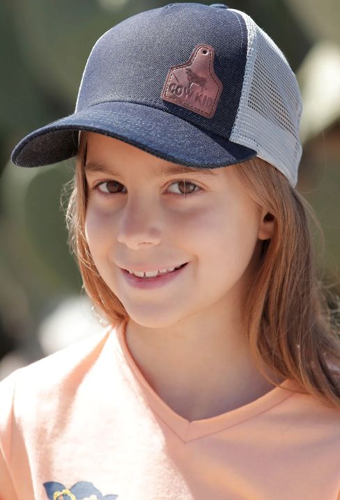 CRUEL GIRL COWKID PATCH DENIM/WHITE CAP (OSFA)