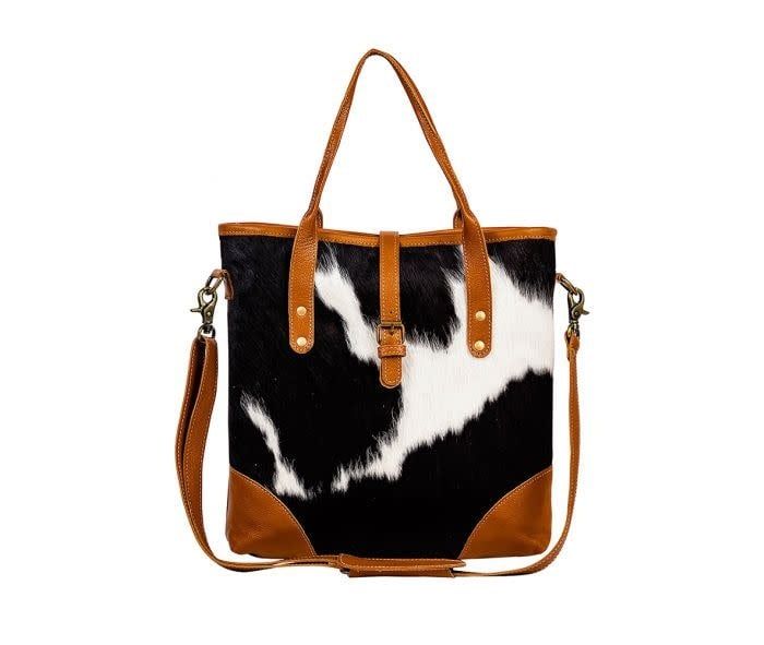 MYRA BAG PECOS POINTE CANVAS &amp; HAIRON BAG IN CARAMEL