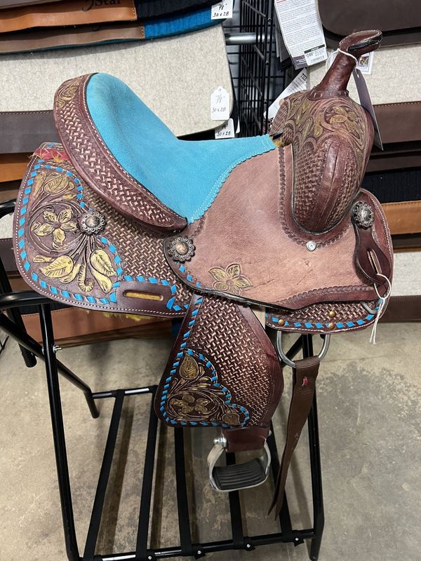 12” Blue Gold Pony Barrel Saddle