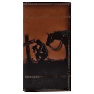 24152767W6 JUSTIN MENS GENUINE LEATHER RODEO WALLET PRAYING COWBOY