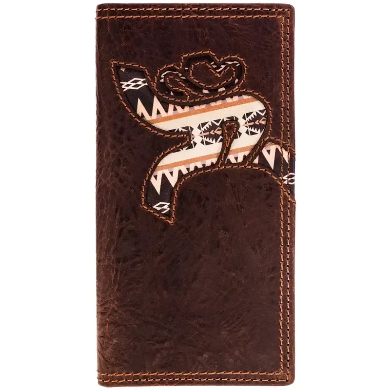 RW011-BRAZ HOOEY &quot;TRAP&quot; BROWN/AZTEC ROUGHY RODEO WALLET