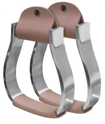 SHOWMAN PONY/YOUTH POLISHED ALUMINUM STIRRUP WITH LIGHT LEATHER TREAD