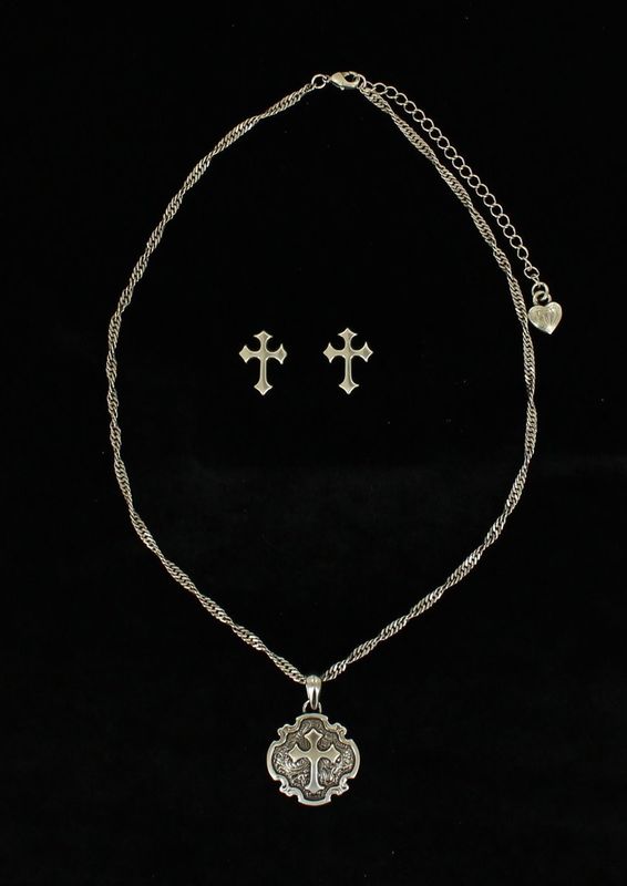 BLAZIN ROXX CROSS NECKLACE &amp; EARRING SET
