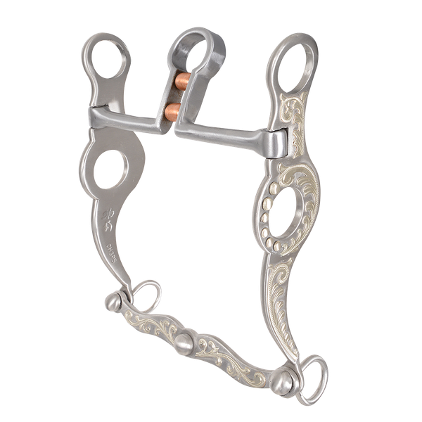 LES VOGT KEYHOLE DOUBLE ROLLER SHANK COWHORSE BIT