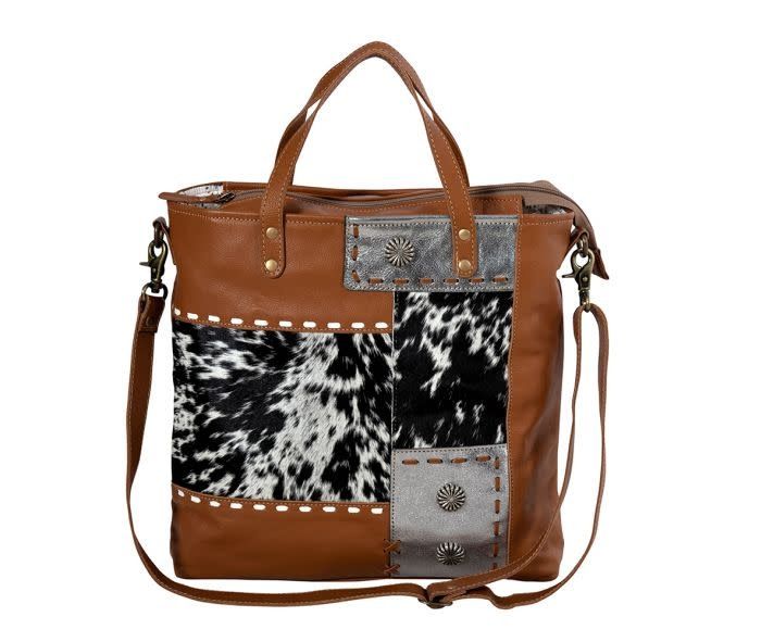 MYRA BAG CONCHO RANCH TRAIL CANVAS &amp; HAIRON BAG