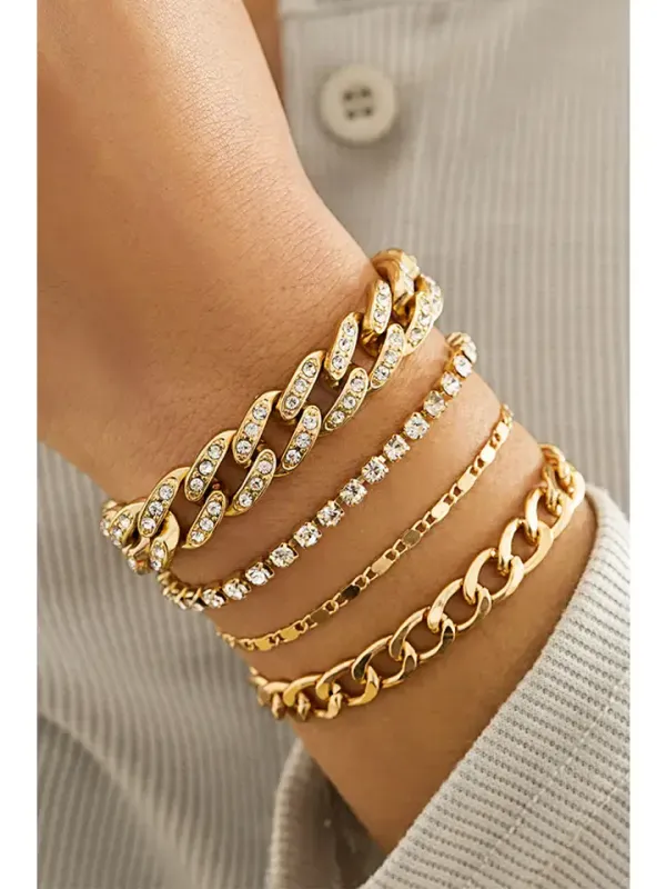 RHINESTONE ADJUSTABLE CHAIN BRACELET SET