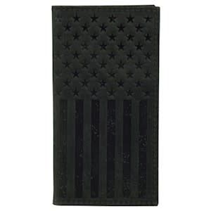 JUSTIN MENS GENUINE LEATHER JR RODEO WALLET GRAPHITE FLAG