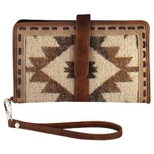 24184516W JUSTIN LADIES LARGE WALLET TAN AZTEC BLANKET