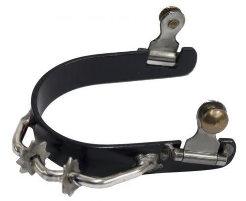 SHOWMAN LADIES BLACK STEEL BUMPER SPUR WITH 2 ROWELS
