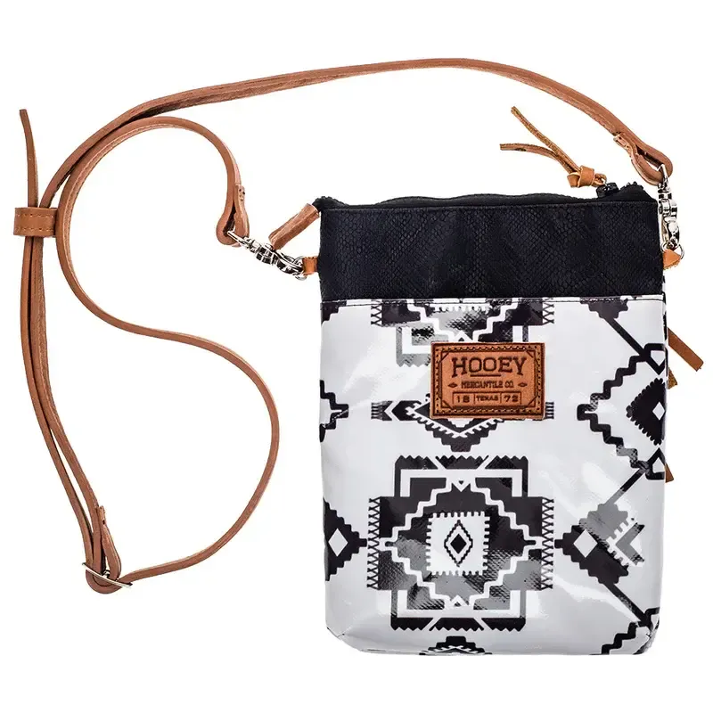 HOOEY &quot;WHITERIVER&quot; WHITE/BLACK AZTEC CROSSBODY PURSE