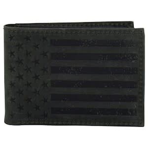  JUSTIN MENS GENUINE LEATHER BIFOLD GRAPHITE FLAG