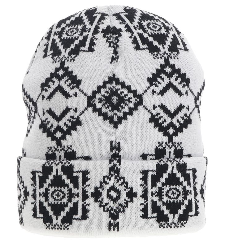 2056WHBK HOOEY BEANIE WHITE WITH BLACK AZTEC PATTERN