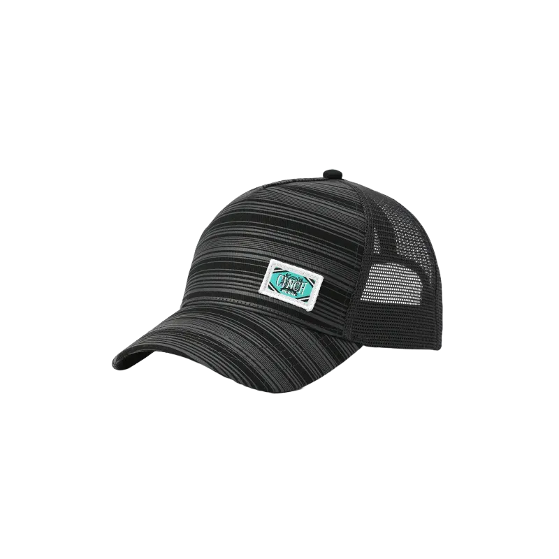 CINCH LADIES BLACK STRIPED TRUCK CAP (OSFA)
