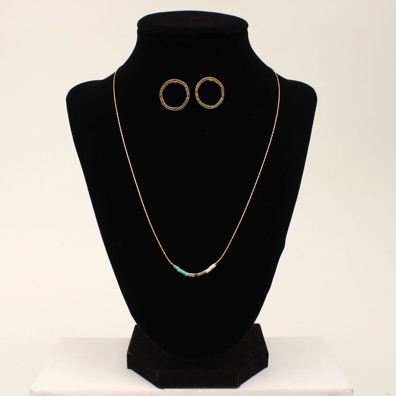 BEADED WESTERN NECKLACE AND EARRING SET
