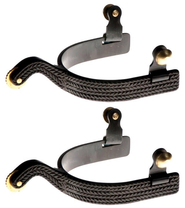 JACKS BLACK STEEL BASKET WEAVE ROPING SPURS